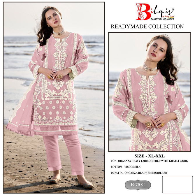 Bilqis B 75 A To D Organza Pakistani Readymade Suits Wholesale Shop In Surat
